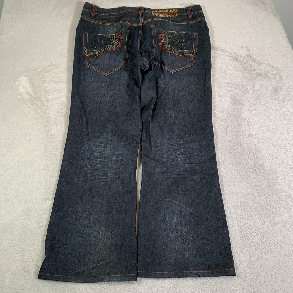 Y2K Angelino Jeans Mens 40x31 (Tag 40x34) Blue‎ Dark Wash Baggy Embroidered